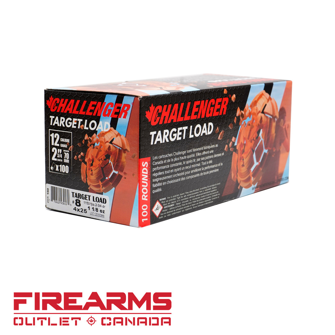 Challenger Target Loads - 12GA, 2-3/4", #8, Box of 100
