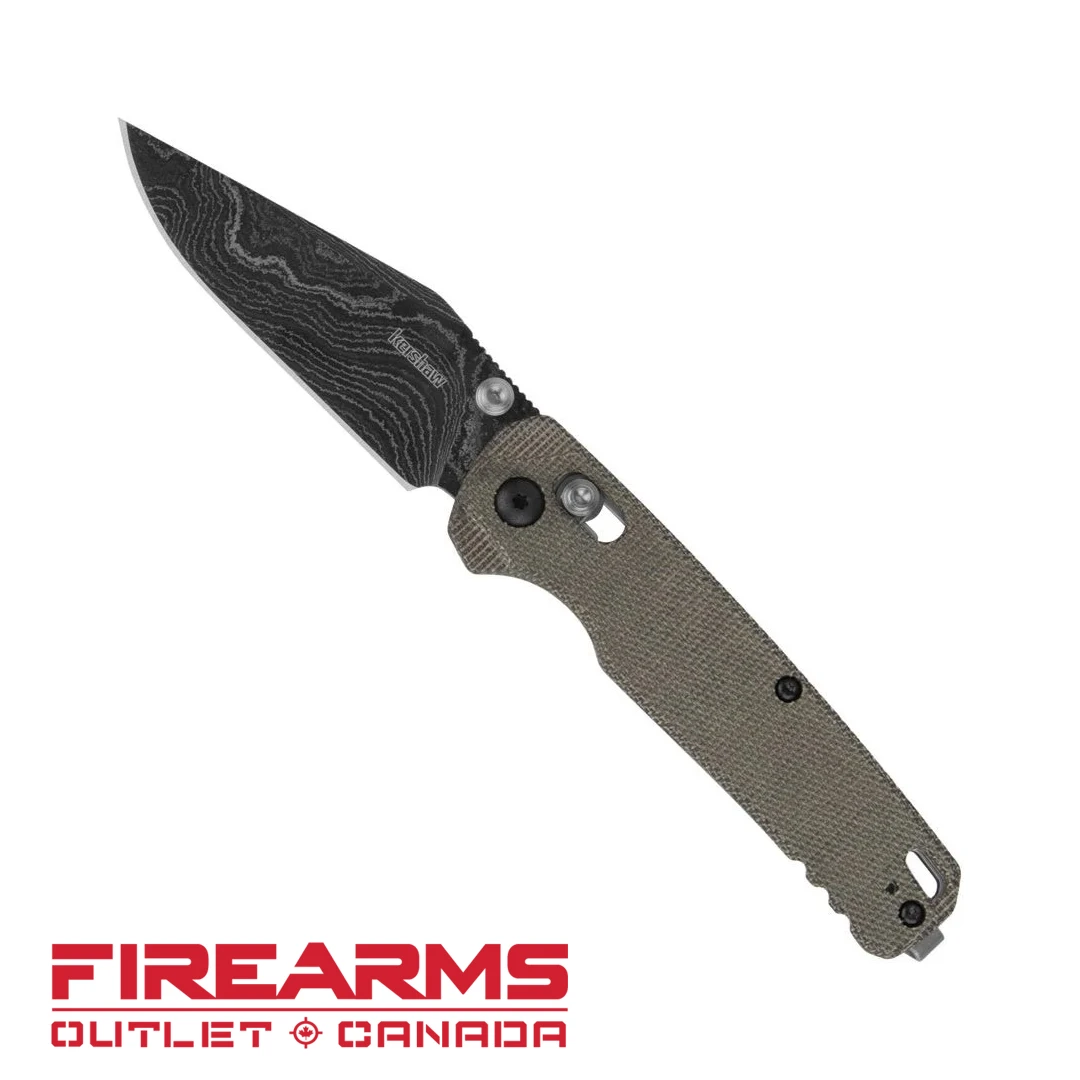 Kershaw Bel Air DuraLock Folding Knife - Damascus Black, Micarta Green [6106DAM]