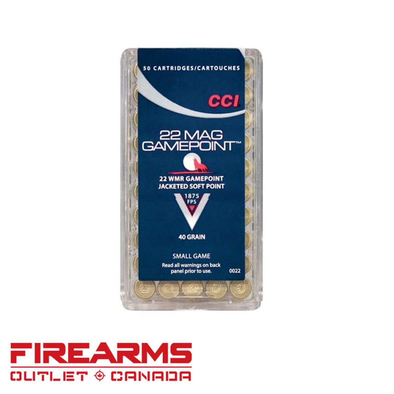 CCI Gamepoint - .22WMR, 40gr, JSP, Box of 50 [0022]