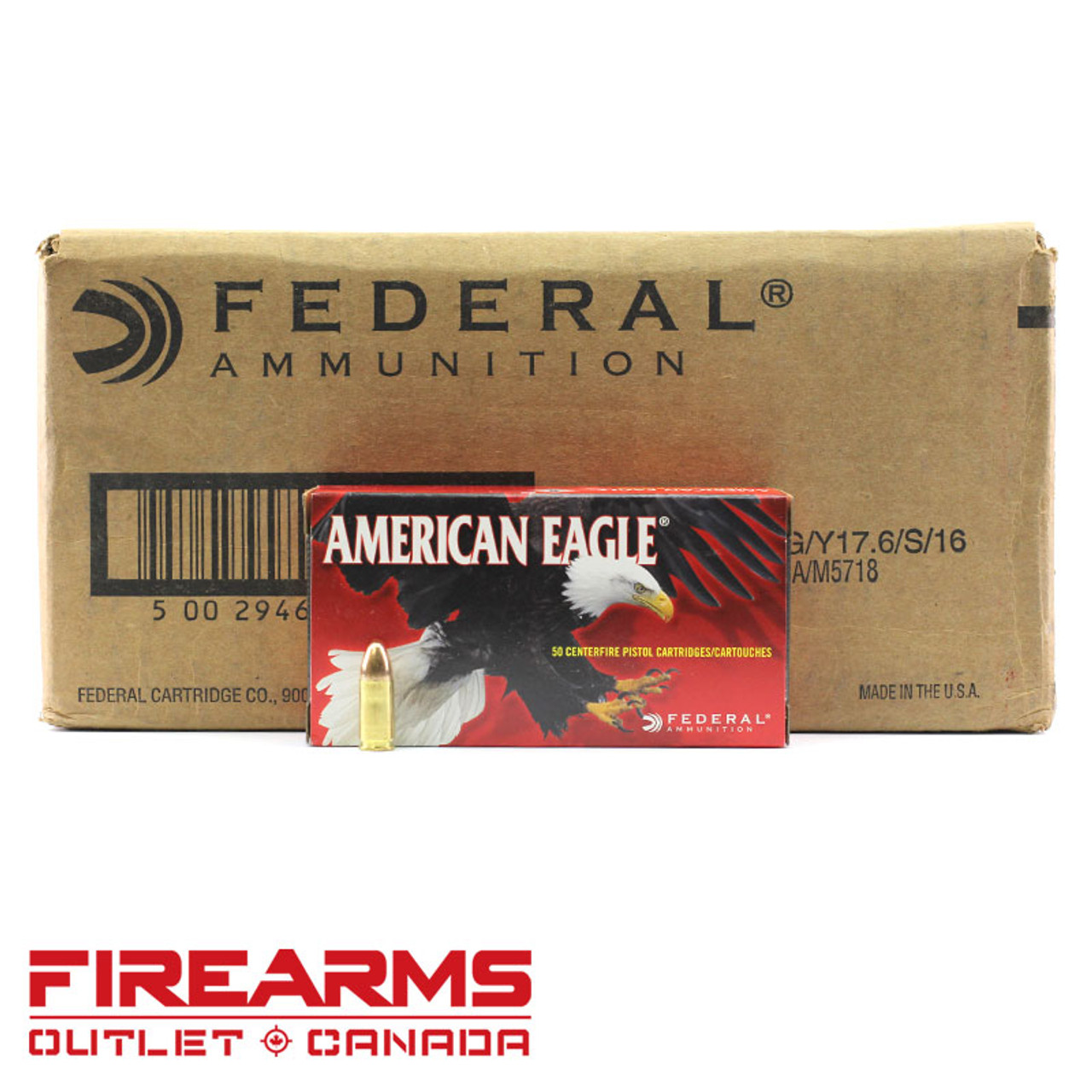 Federal American Eagle - 9mm, 124gr, FMJ, Case of 1000