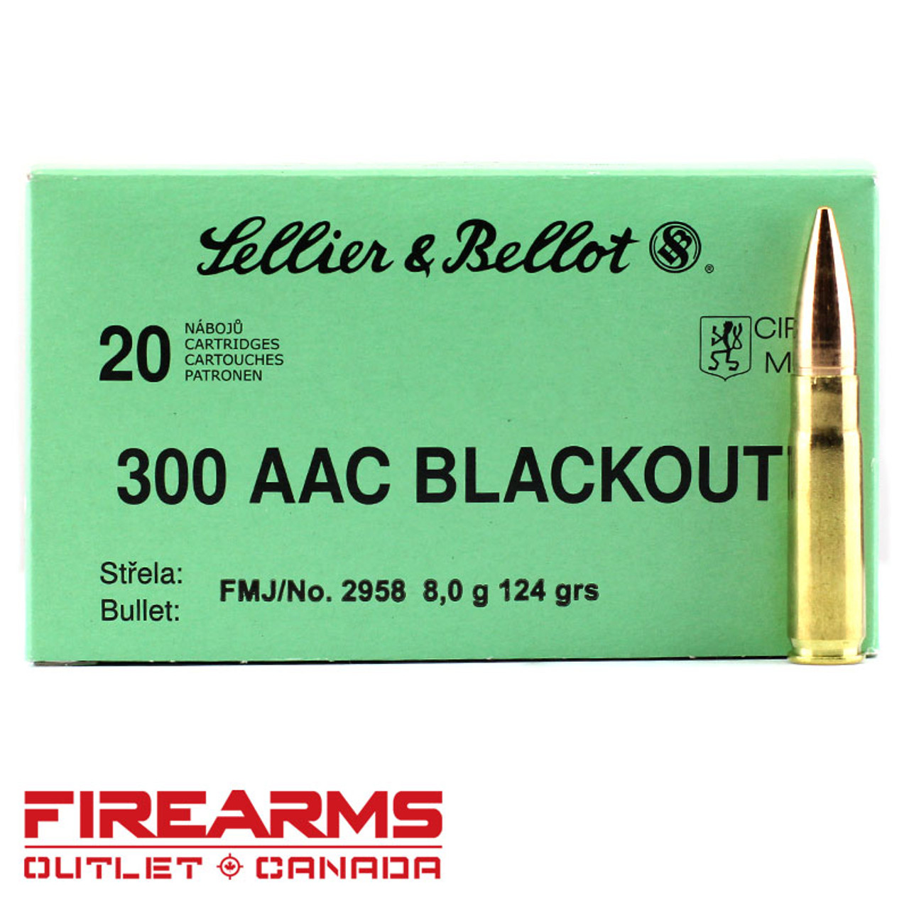 Sellier & Bellot - .300AAC, 124gr, FMJ, Box of 20