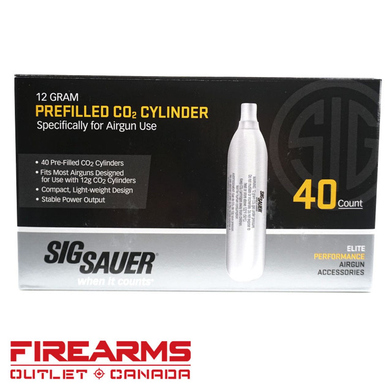 Sig Sauer CO2 12g Standard Cartridges, Box of 40