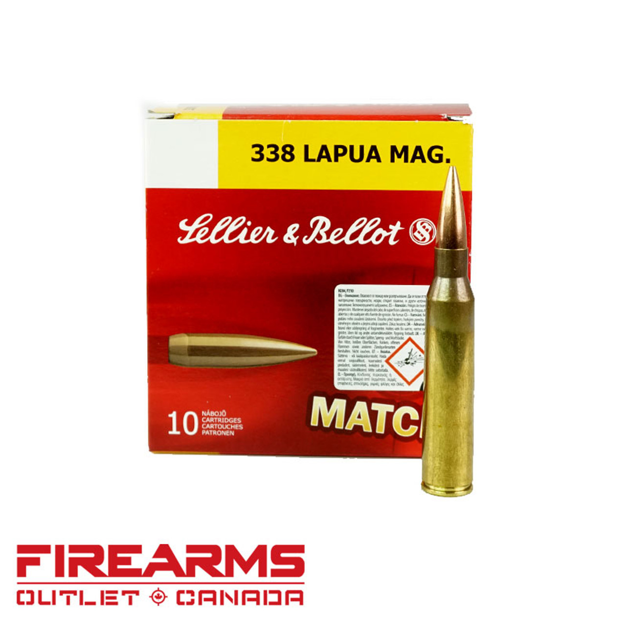 Sellier & Bellot - .338 Lapua Mag, 250gr, HPBT, Box of 10