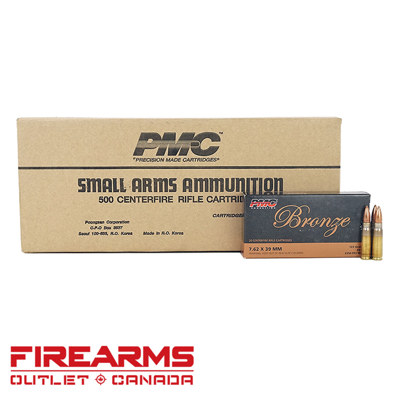 PMC Bronze - 7.62x39, 123gr, FMJ, Case of 500 [PMC762A]
