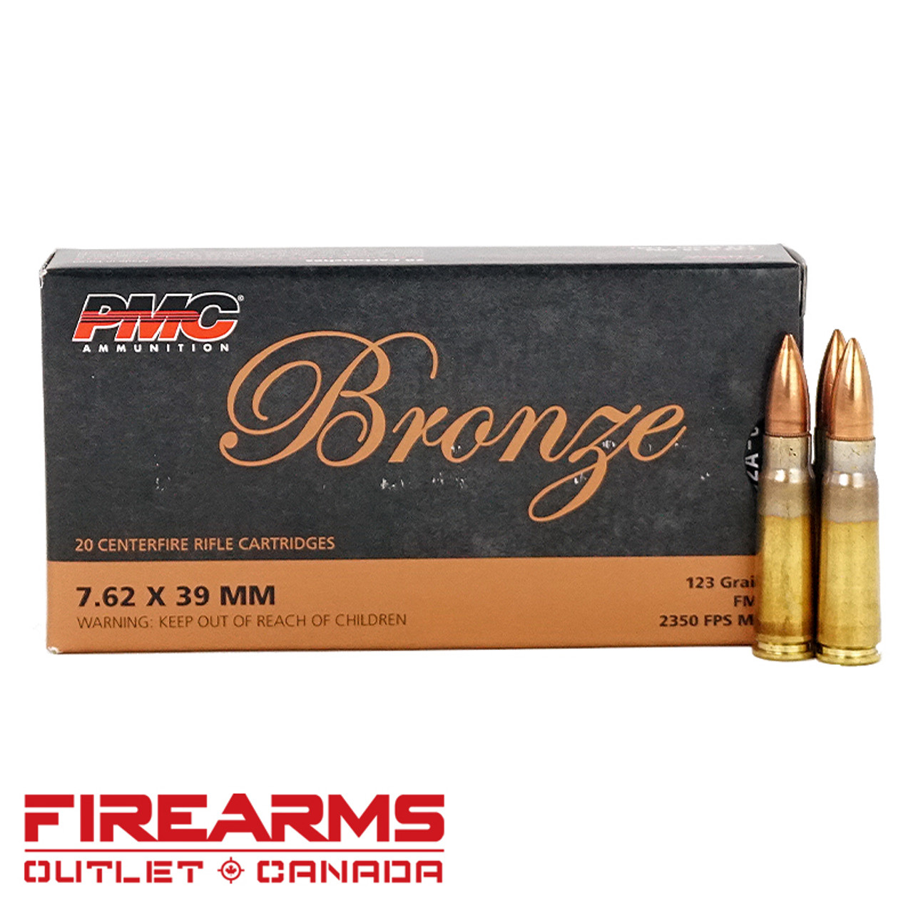PMC Bronze - 7.62x39, 123gr, FMJ, Box of 20 [PMC762A]