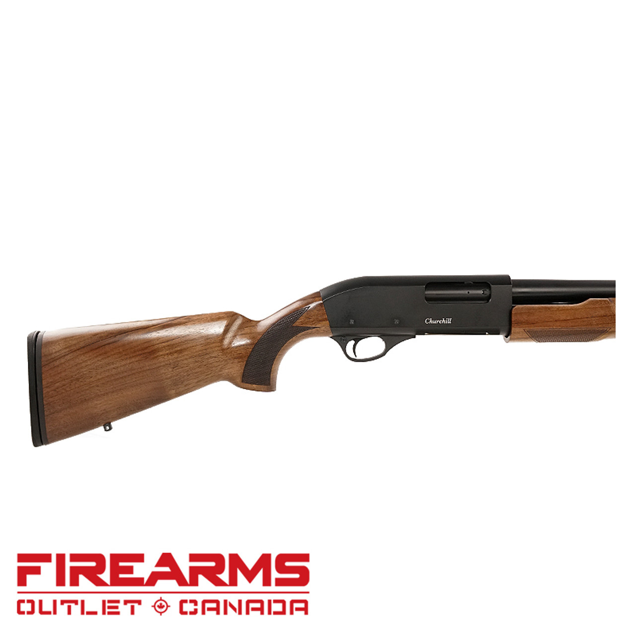 Churchill 612 Pump Shotgun Walnut Stock - 12GA, 2-3/4" or 3", 12" Barrel, 5 Shot, Black [K61253]