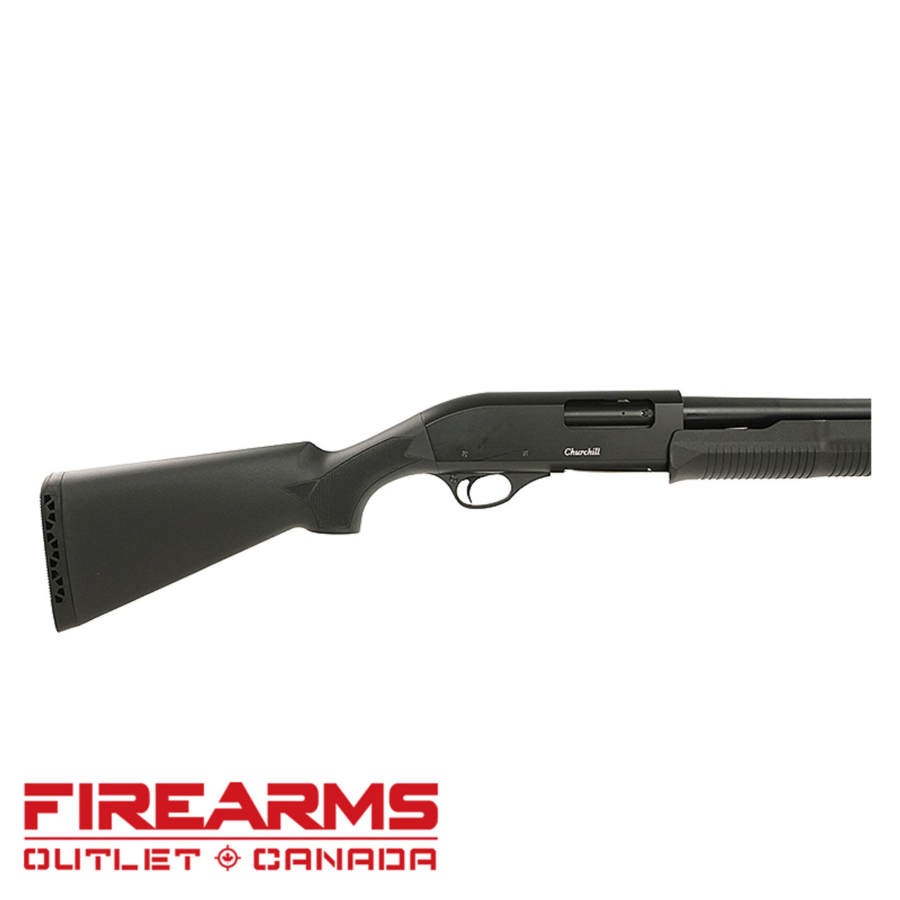 Churchill 612 Pump Shotgun Standard Stock + Pistol Grip - 12GA, 2-3/4" or 3", 15" Barrel, 6 Shot, Black [K61269]