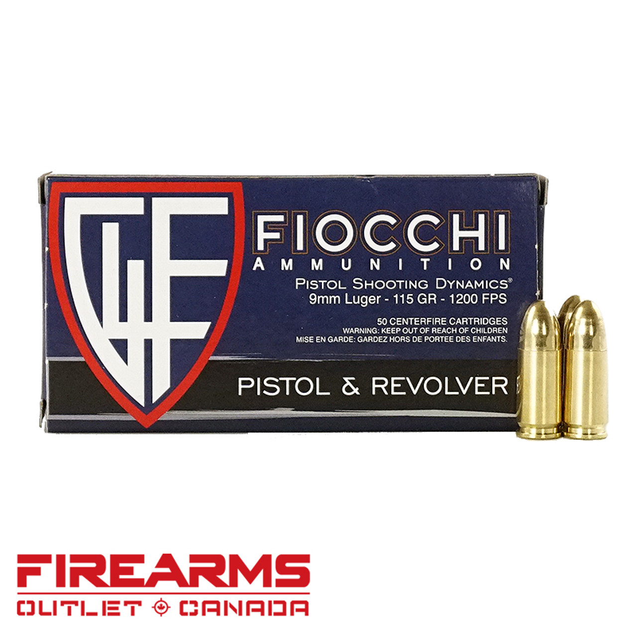 Fiocchi Ammunition - 9mm, 115gr, FMJ, Box of 50 [9AP]