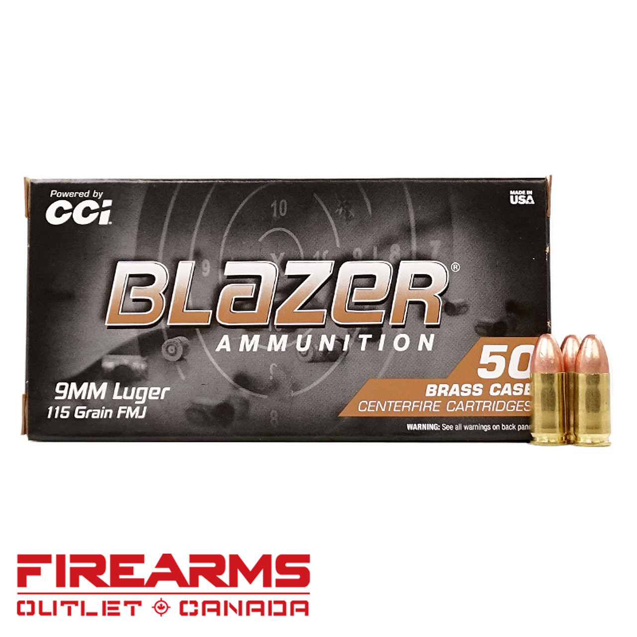 CCI Blazer Brass - 9mm, 115gr, FMJ, Case of 1000 [5200]