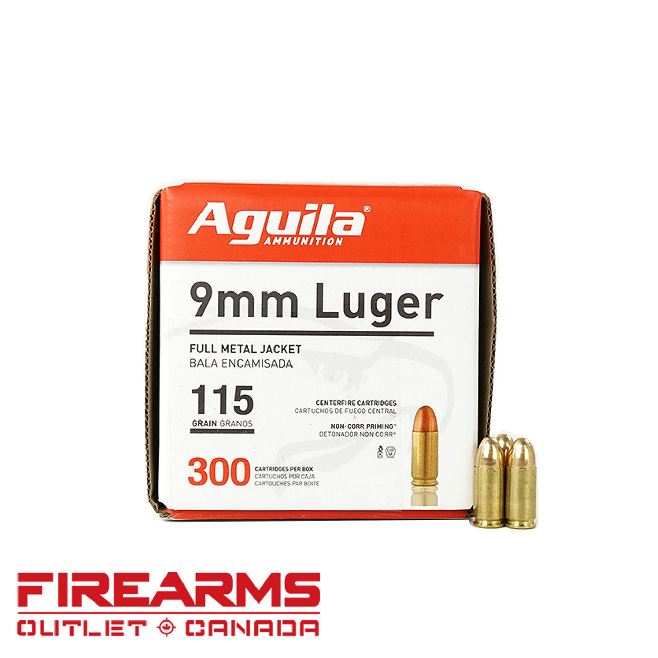 Aguila Ammunition - 9mm, 115gr, FMJ, Case of 300 [1E097700]