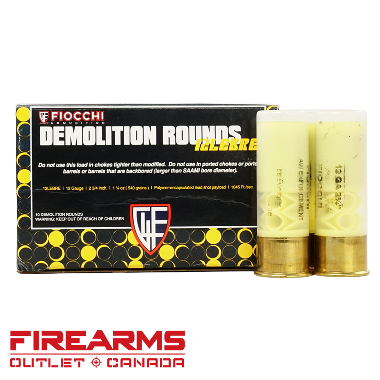 Fiocchi Ammunition Breaching Slug - 12GA, 2-3/4", Box of 10 [12LEBRE]