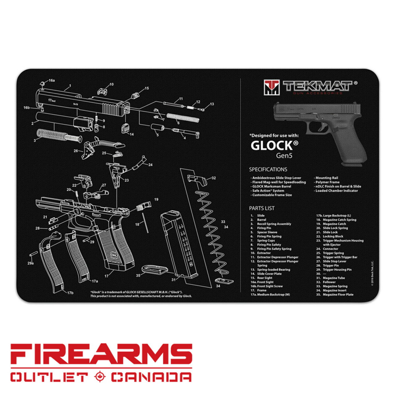 TekMat - Glock Compatible, Black [R17-GLOCK]