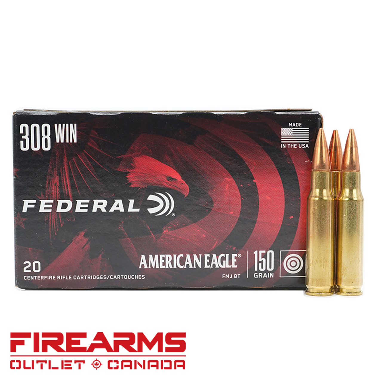Federal American Eagle - .308 Win., 150gr, FMJ-BT, Box of 20 [AE308D]
