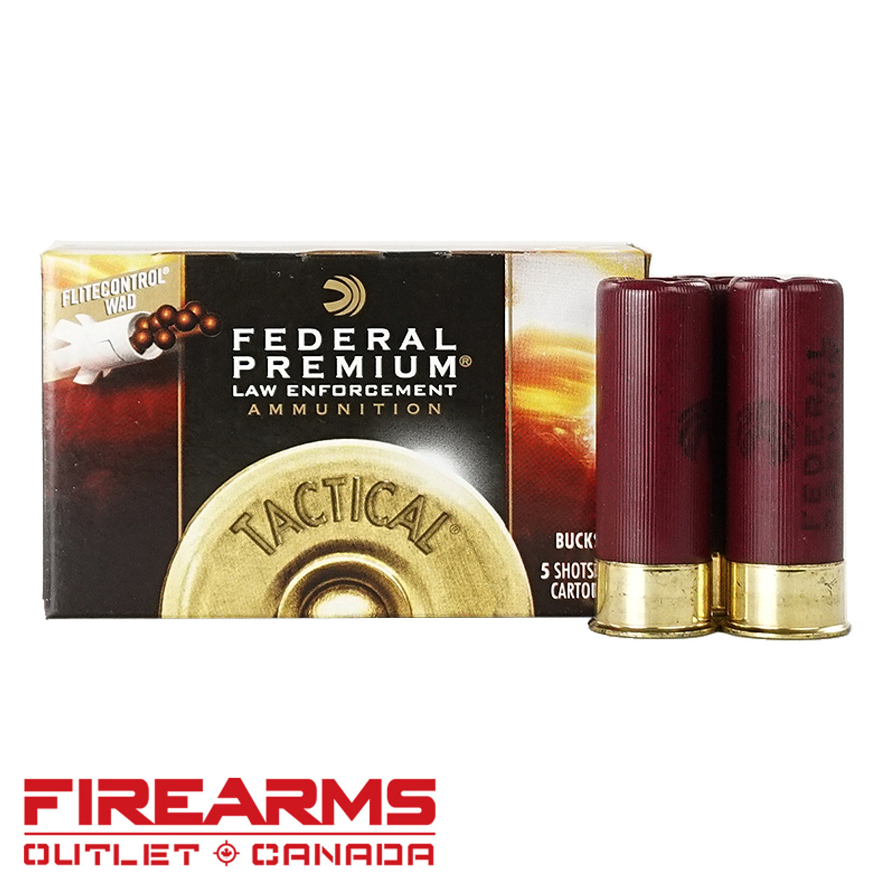 Federal Law Enforcement Buckshot w/ FliteControl - 12GA, 2-3/4", 00 Buck, Box of 5 [LE12700]