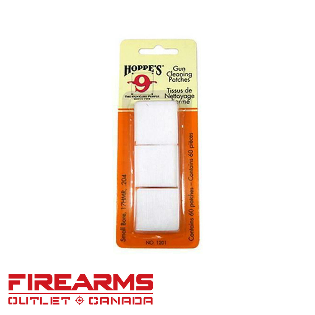 Hoppe's Gun Cleaning Patches - .17 HMR, .204 Cal., 60 Pack  [1201]