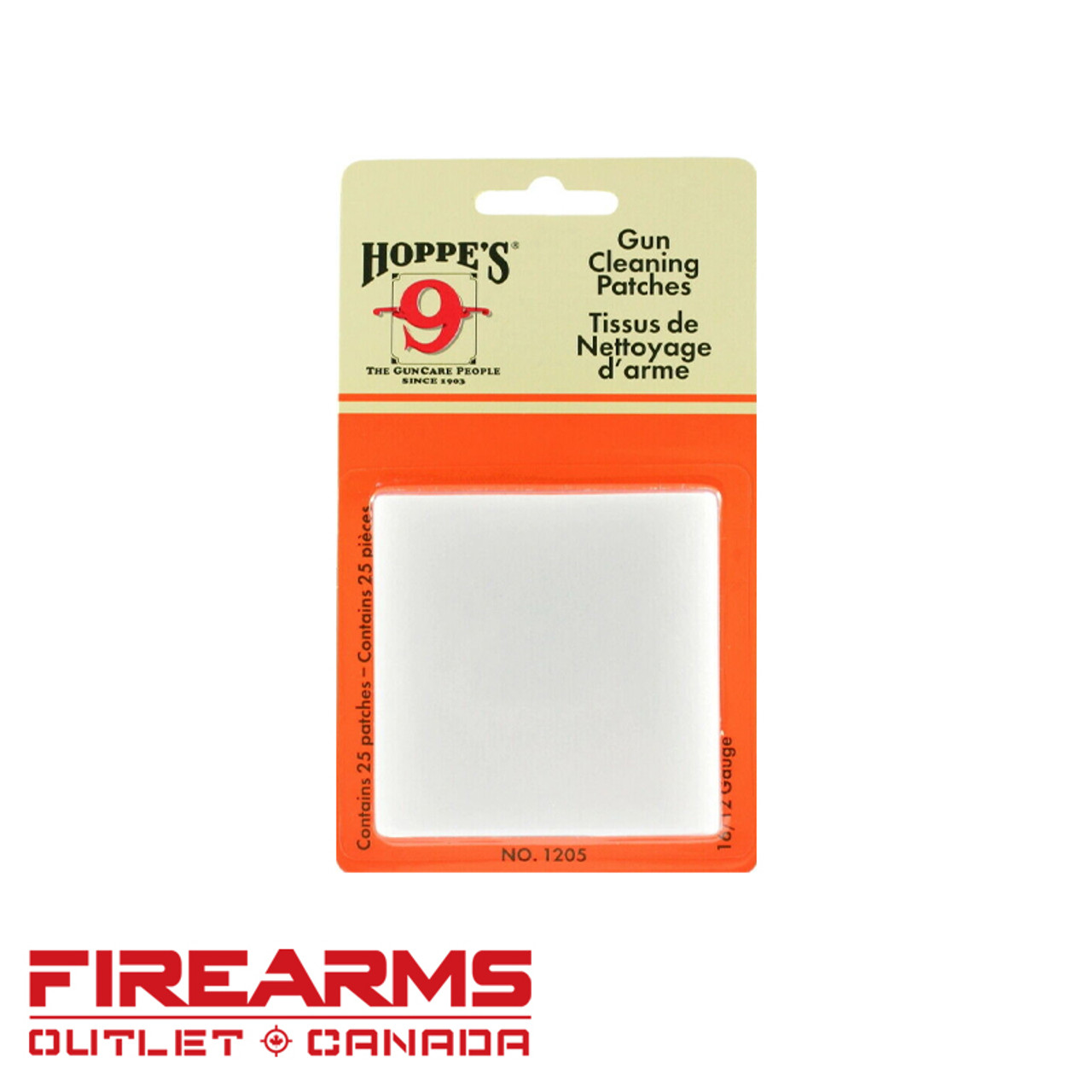 Hoppe's Gun Cleaning Patches - 16-12 Gauge, 25 Pack  [1205]