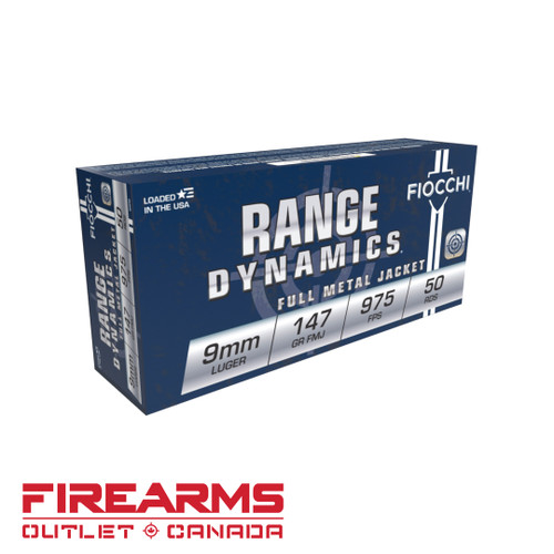 Fiocchi Range Dynamics Ammunition - 9mm, 147gr, FMJ, Box of 50 [9APD]