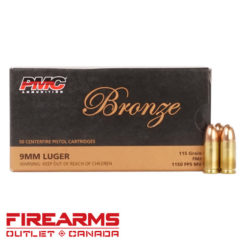 PMC Bronze - 9mm, 115gr., FMJ, Case of 1,000 [PMC9A]