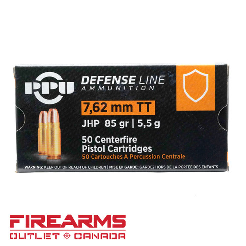 PPU Defense Line - 7.62x25 Tokarev, 85gr, JHP, Box of 50 [PPD7T]