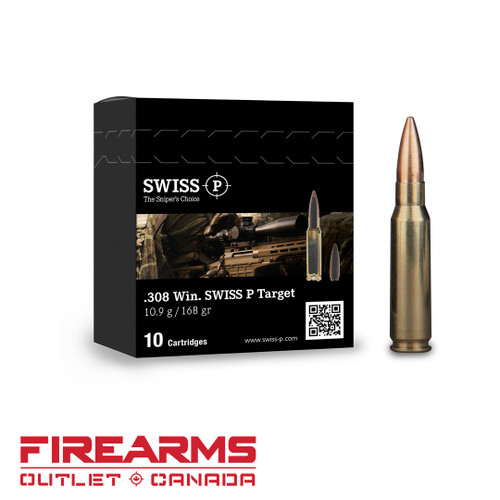 SWISS P Target Ammunition - .308 Win., 168gr, HPBT, Box of 10