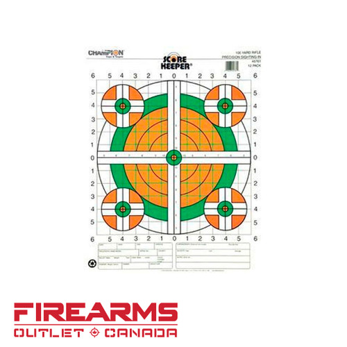 Champion Targets - Score Keeper Orange & White Bull Targets, 12 Pack