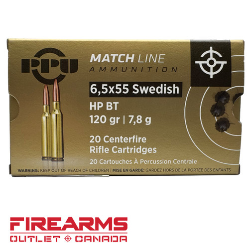 PPU Prvi Partizan Match - 6.5x55, 120gr, HPBT, Box of 20 [PPM6]