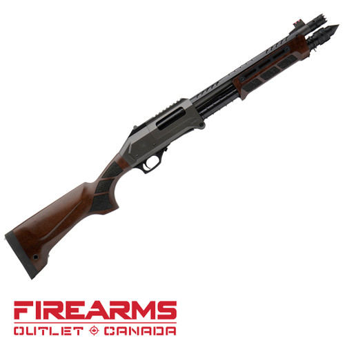 EGE Arms BB12-WAL Pump, Walnut Stock - 12GA, 2-3/4" or 3", 13" Barrel, Grey [BB12-WAL]