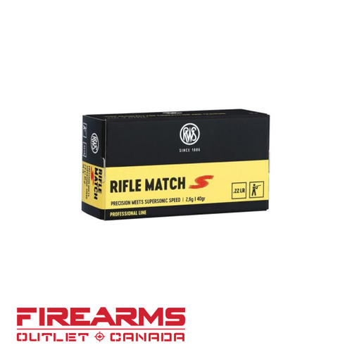 RWS Rifle Match S - .22LR, 40gr, LRN, Box of 50 [2314372]