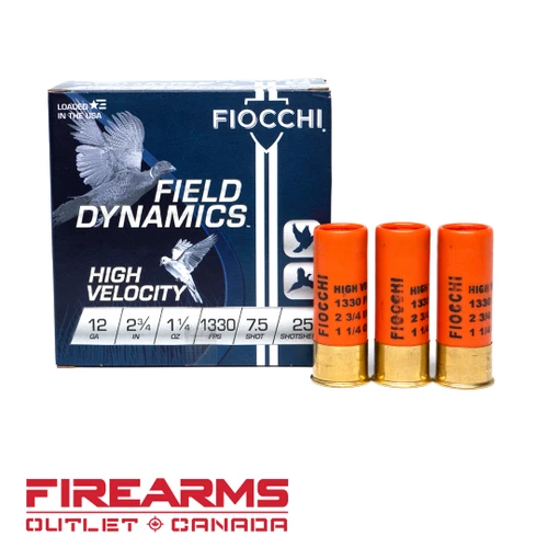 Fiocchi Field Dynamics, High Velocity - 12GA, 2-3/4", 7.5-Shot, Box of 25 [12HV75]
