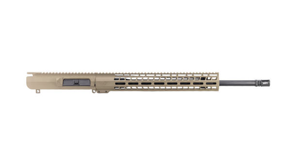 The Magpul FDE AR-10 upper receiver, an epitome of style and functionality, featuring a Flat Dark Earth finish to complement your tactical setup.