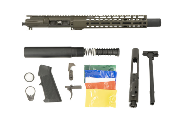 AR15 Pistol Build Kit with Milspec 10.5" 300 Blackout Upper Receiver in OD Green