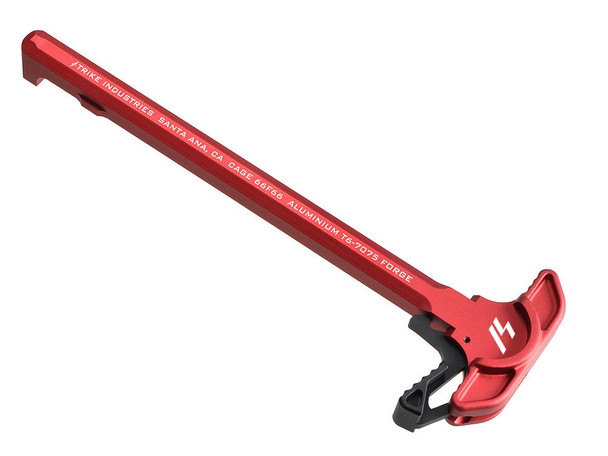 STRIKE INDUSTRIES CHARGING HANDLE WITH EXTENDED LATCH - RED