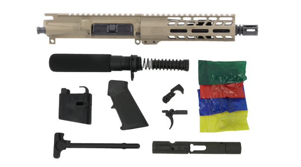 FDE 9x19mm AR9 Pistol Build Kit with LPK and Pistol Tube