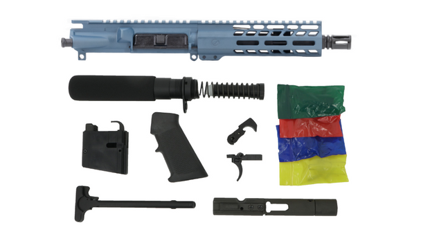 Blue AR-9 Pistol Build Kit with lower parts kit from Ghost Rifles