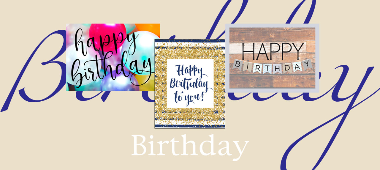 Banner featuring three best-selling birthday cards