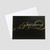 Professional Holiday greeting card with a black background and golden swirl details around a season's greetings message