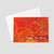 Business New Year greeting card featuring an orange background and falling colorful confetti with a new year message