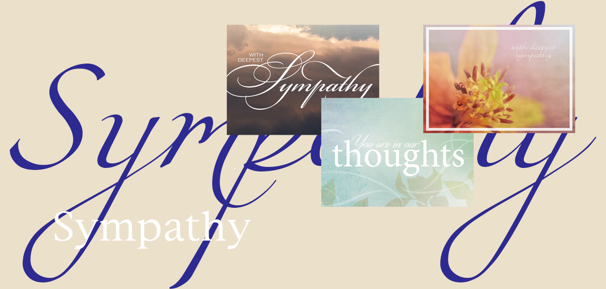 Sympathy banner featuring three top-selling sympathy greeting cards