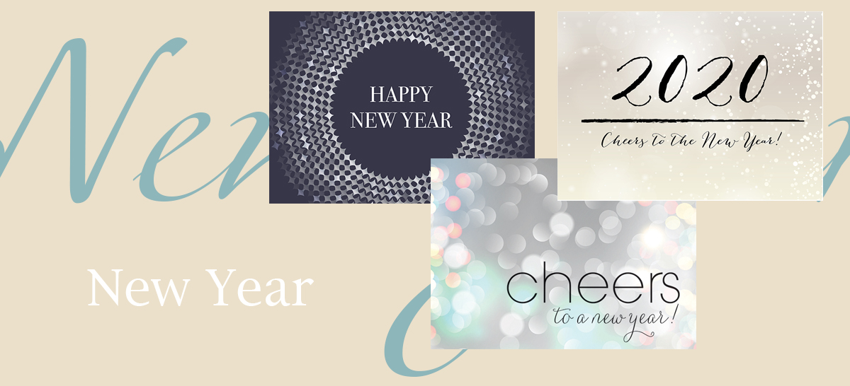 New Year banner featuring best-selling New Year cards