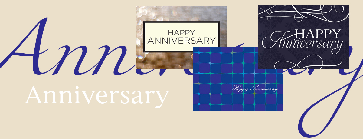 Anniversary banner featuring three best-selling Anniversary cards