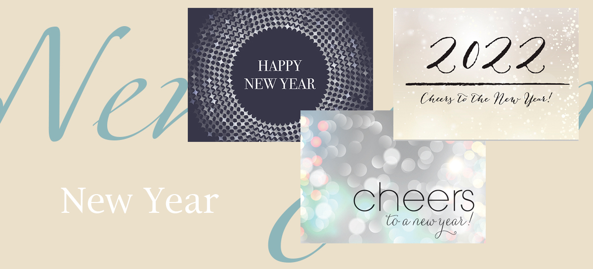 New Year banner featuring three best-selling New Year cards