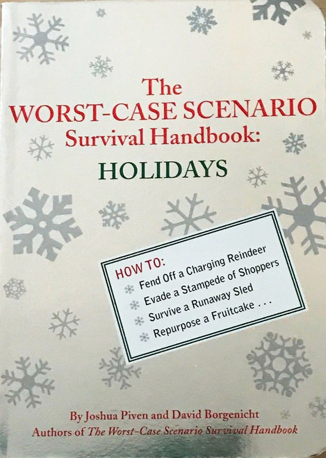 Turkey on fire? No plans for New Year's Eve? Obnoxious relatives headed your way? The authors of the best-selling The Worst-Case Scenario Survival Handbook are here to help you survive the dangers of the holiday season, from Thanksgiving to New Year's Day. Learn how to rescue someone stuck in a chimney, survive the office holiday party, and escape a runaway parade balloon. Expertly deal with a meddling parent, silence a group of carolers, and treat a tongue stuck to a frozen pole. Illustrated, step-by-step instructions guide you through these and dozens of other festive scenarios. With a helpful appendix of holiday excuses, last-minute gift ideas, and creative drink recipes for when the liquor runs out, this is truly the perfect gift. Gleaming silver cover. Fits all sized stockings.
Illustrations by Brenda Brown Turkey on fire? No plans for New Year's Eve? Obnoxious relatives headed your way? The authors of the best-selling The Worst-Case Scenario Survival Handbook are here to help you survive the dangers of the holiday season, from Thanksgiving to New Year's Day. Learn how to rescue someone stuck in a chimney, survive the office holiday party, and escape a runaway parade balloon. Expertly deal with a meddling parent, silence a group of carolers, and treat a tongue stuck to a frozen pole. Illustrated, step-by-step instructions guide you through these and dozens of other festive scenarios. With a helpful appendix of holiday excuses, last-minute gift ideas, and creative drink recipes for when the liquor runs out, this is truly the perfect gift. Gleaming silver cover. Fits all sized stockings.
Illustrations by Brenda Brown
