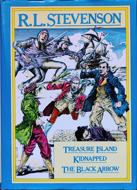 Treasure Island is still today the most famous story of a hunt for buried treasure ever written.  The mutiny of blood-thirsty pirates, the fight across the tropical island, the terror of the 'black spot' and above all, one-legged Long John Silver with his parrot calling 'pieces of eight' live forever in the imagination. 
Kidnapped is the story of David Balfour's adventures in the rebellious Highlands of Scotland.  Nearly murdered in a ruined house, David is captured on board ship and fights his way out only to be shipwrecked on a bare island.  Excitement, suspense, and action with arrows, swords and guns fill every page of these three classic adventure stories.
In The Black Arrow young Richard Shelton is fighting for the Yorkists in the icy winter weather and meets not only 'crookback' Richard III, but the outlaw band of archers who send their dreaded black arrows to rescue his love Joanna.   Treasure Island is still today the most famous story of a hunt for buried treasure ever written.  The mutiny of blood-thirsty pirates, the fight across the tropical island, the terror of the 'black spot' and above all, one-legged Long John Silver with his parrot calling 'pieces of eight' live forever in the imagination. 
Kidnapped is the story of David Balfour's adventures in the rebellious Highlands of Scotland.  Nearly murdered in a ruined house, David is captured on board ship and fights his way out only to be shipwrecked on a bare island.  Excitement, suspense, and action with arrows, swords and guns fill every page of these three classic adventure stories.
In The Black Arrow young Richard Shelton is fighting for the Yorkists in the icy winter weather and meets not only 'crookback' Richard III, but the outlaw band of archers who send their dreaded black arrows to rescue his love Joanna.