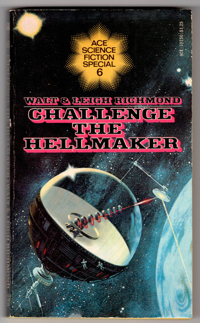 Challenge the Hellmaker (Ace Science Fiction Special #6, Ace 10150) is a thought-provoking science fiction novel set in a near-future Earth dominated by the authoritarian U.N. Security Corps. The story follows a diverse group of international scientists aboard a space station who become the last bastion against Earth's descent into totalitarianism. Their hope lies in a revolutionary propulsion system—dubbed the "Hellmaker"—that could unlock humanity's path to freedom and the stars. Originally serialized in Analog as "Where I Wasn't Going" in 1963, this 1976 edition offers a compelling blend of political intrigue and speculative technology.