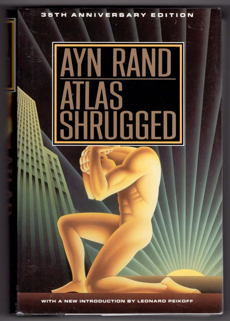 In Atlas Shrugged, Ayn Rand constructs an immense philosophical thriller set in a collapsing America where the most productive minds—industrialists, innovators, and thinkers—begin to mysteriously disappear. As society spirals into bureaucratic decay and moral confusion, railroad executive Dagny Taggart struggles to keep her company alive while uncovering the meaning behind a quiet question that haunts the nation: “Who is John Galt?” Blending mystery, romance, and political philosophy, Rand’s novel unfolds as both a suspenseful narrative and a sweeping defense of individualism, reason, and human achievement, challenging readers to consider what truly sustains—or destroys—a civilization.

This 1992 Dutton 35th Anniversary hardcover edition features a new introduction by Leonard Peikoff, Rand’s designated intellectual heir, offering additional philosophical context to the novel’s themes.
