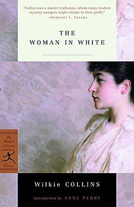 Generally considered the first English sensation novel, The Woman in White features the remarkable heroine Marian Halcombe and her sleuthing partner, drawing master Walter Hartright, pitted against the diabolical team of Count Fosco and Sir Percival Glyde. A gripping tale of murder, intrigue, madness, and mistaken identity, Collins’s psychological thriller has never been out of print in the 140 years since its publication. Anne Perry writes in her Introduction to this Modern Library Paperback Classic (set from the “New Edition” of 1861), “[The Woman in White] has lasted, to our great pleasure, because it is superb storytelling about people who engage our minds and our imaginations.”