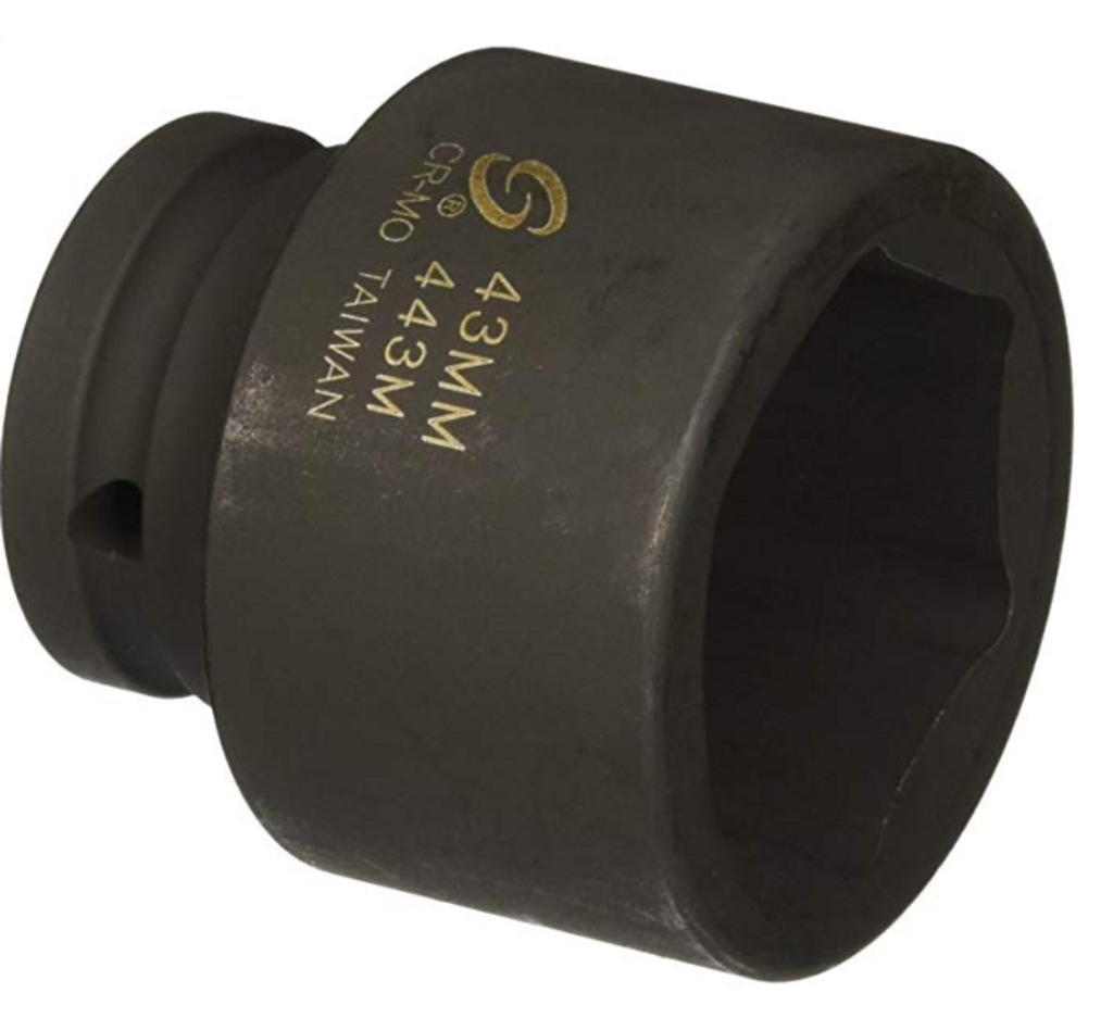 443M 3/4-Inch Drive Standard 6 Point Metric Impact Socket, 43-Mm