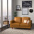 Rivet Revolve Modern Loveseat Sofa, 56"W, Caramel Leather