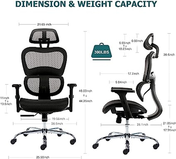 Ergonomic Office Chair, Large High Back Computer Chair, Mesh Home Desk Chair with Dynamic Lumbar Support