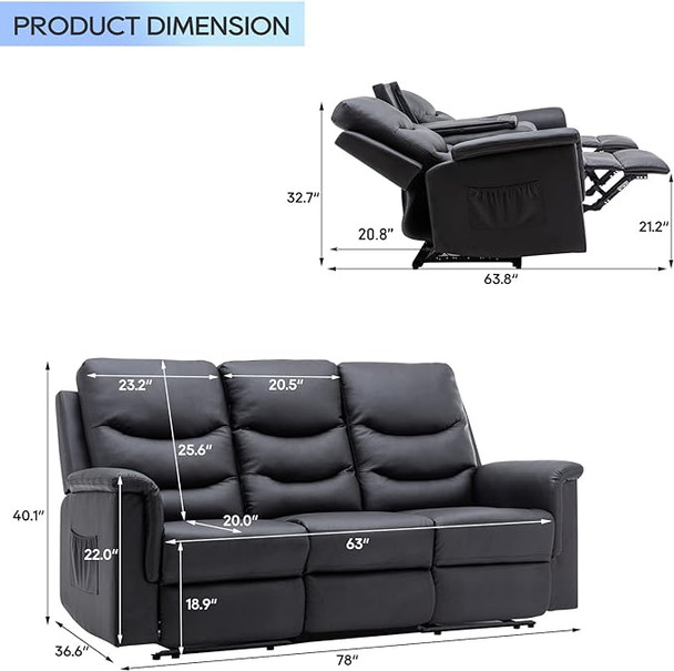 Consofa Reclining Sofa, Wall Hugger Reclining Sofa